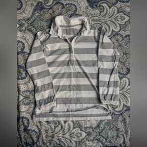 Lands end girls rugby shirt gray and white